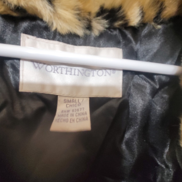 Worthington Leopard-Print Faux Fur Coat in Tan and Black - Picture 3 of 5